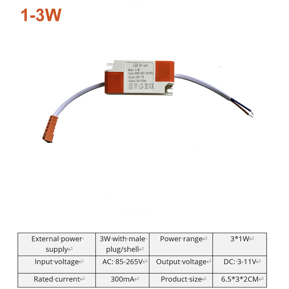 Description Picture 4 of itemLED Constant Current Driver 85-265V 1-3W  4-7W 8-24W 24-36W Power Supply  Output 300mA External Drive For LED Downlight