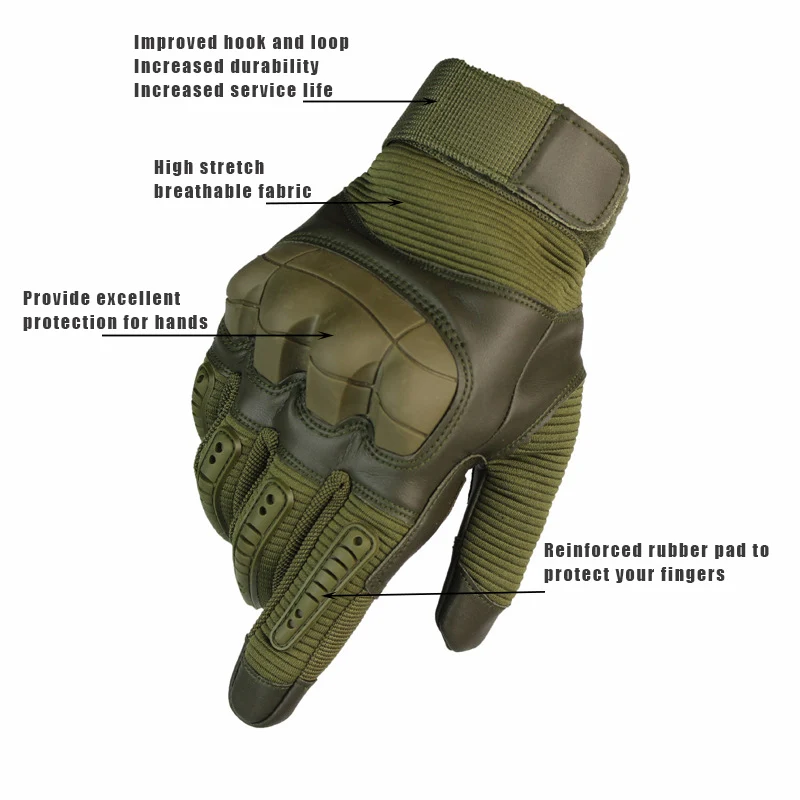 Touch Screen Tactical Gloves Rubber Hard Knuckle Full Finger Gloves Military Army Paintball Airsoft Combat PU Leather Glove Men