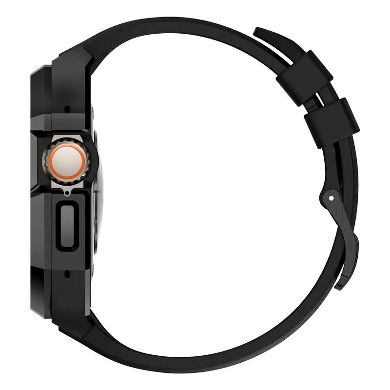 Stainless Steel Case Mod Kit for Apple Watch Ultra 2/1 49mm 46mm 45mm 44mm Fluororubber Strap for IWatch Series 10 9 8 7 6 5 4 3 - Image 4