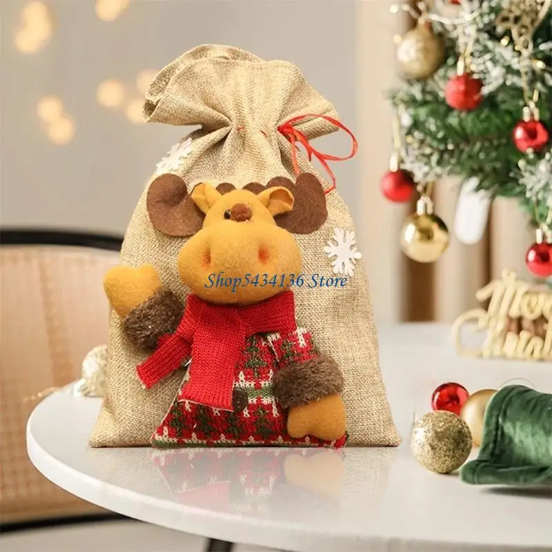 H7ED 5 Stück Geschenktüten mit sicherem Kordelzug, dekorative Geschenkbeutel, saisonale Geschenke, Verpackungssäcke – Detail 1