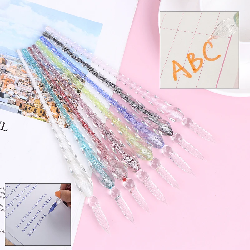 Set di penna a immersione in vetro con inchiostro a spirale, con 12
