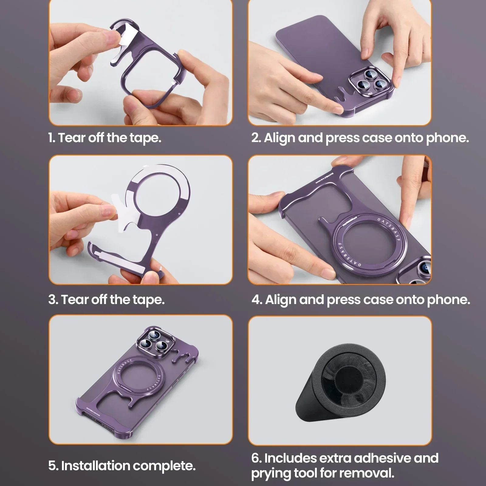 Eary Metal Phone Case for iPhone 16 Pro Max/Plus/15/14 with Magsafe Kickstand 360°Rotatable Magnetic Framless Phone Cover Shells