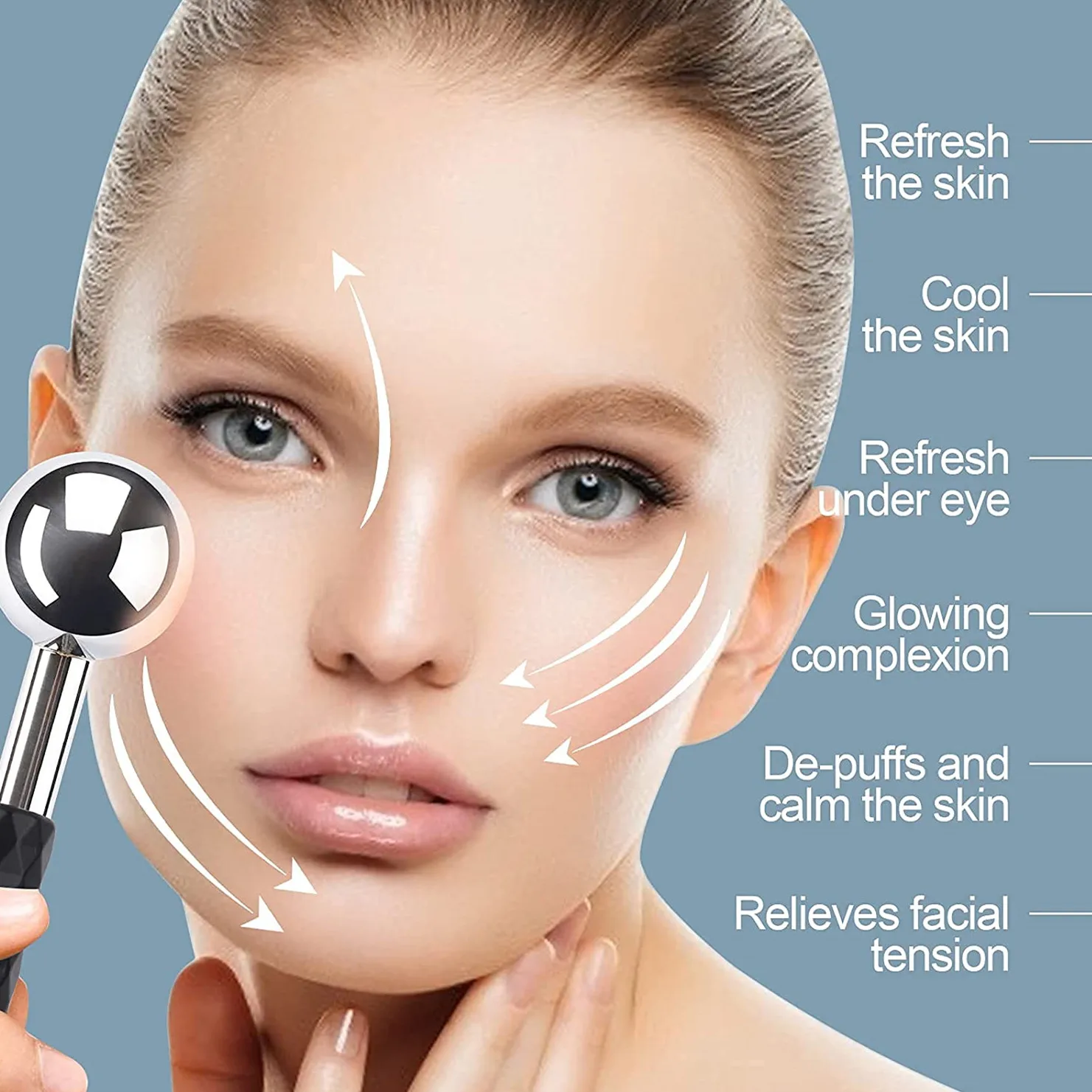 Ice Globes for Face & Eyes, Unbreakable Stainless Steel Cryo Sticks Cold Roller Cooling Globes