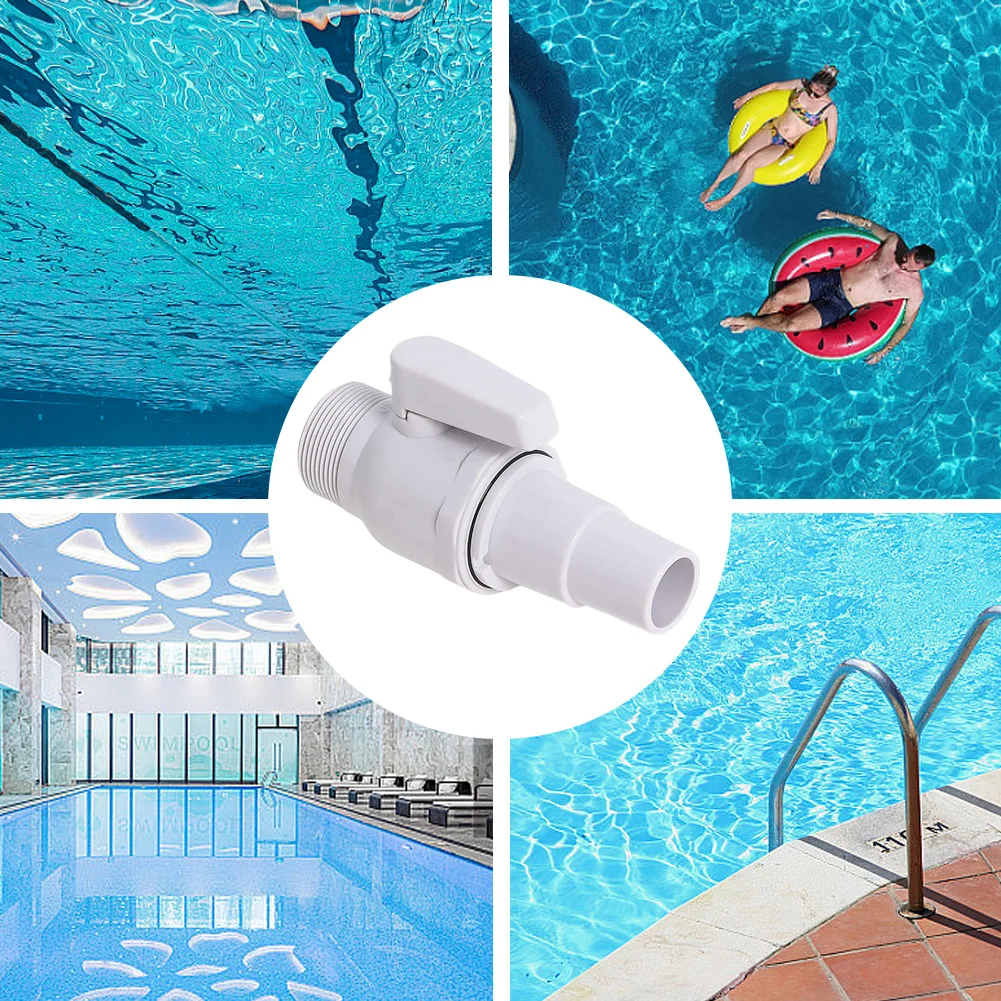 2-Way Ball Valve Pool Pump Valve 1.5-1.25in Pool Filter Stop Connector Maximum 50 PSI Pressure Rating Swimming Pool Accessories