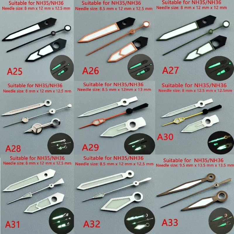 Watch Accessories Watch Pointer NH35 Pointer Hands Green Super Luminous Suitable or NH36 Movement Roxe 904L Steel Band watch accessories