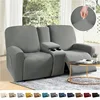 8pcs/set Recliner Sofa Covers All-inclusive Loveseat Center Console Sofa Covers Elastic 2Seater Couch Slipcovers with Cup Holder 1