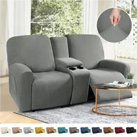 8pcs/set Recliner Sofa Covers All-inclusive Loveseat Center Console Sofa Covers Elastic 2Seater Couch Slipcovers with Cup Holder 1