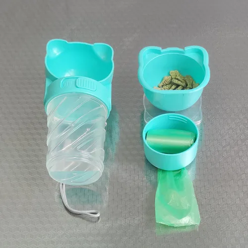 휴대용 강아지 나들이 물컵 병, 산책 개 물병, 애완 동물 식수, 음식물 쓰레기 봉투, 다기능 컵 5