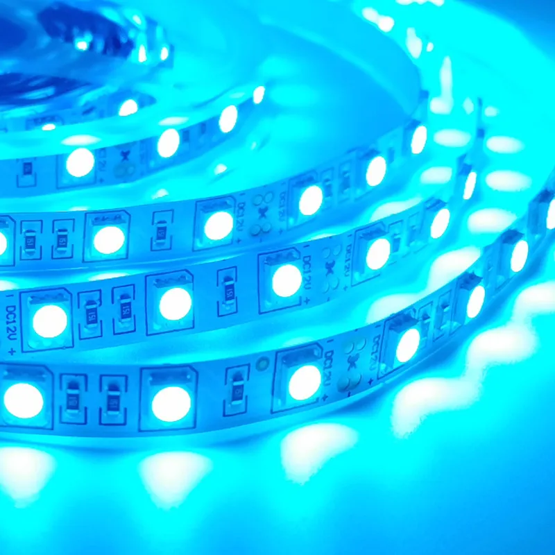 아이스 블루 5m DC12V LED 스트립 5050 10mm IP20 비방수 60LEDs/m 가정 장 유연한 LED 테이프 리본 IP65 방수