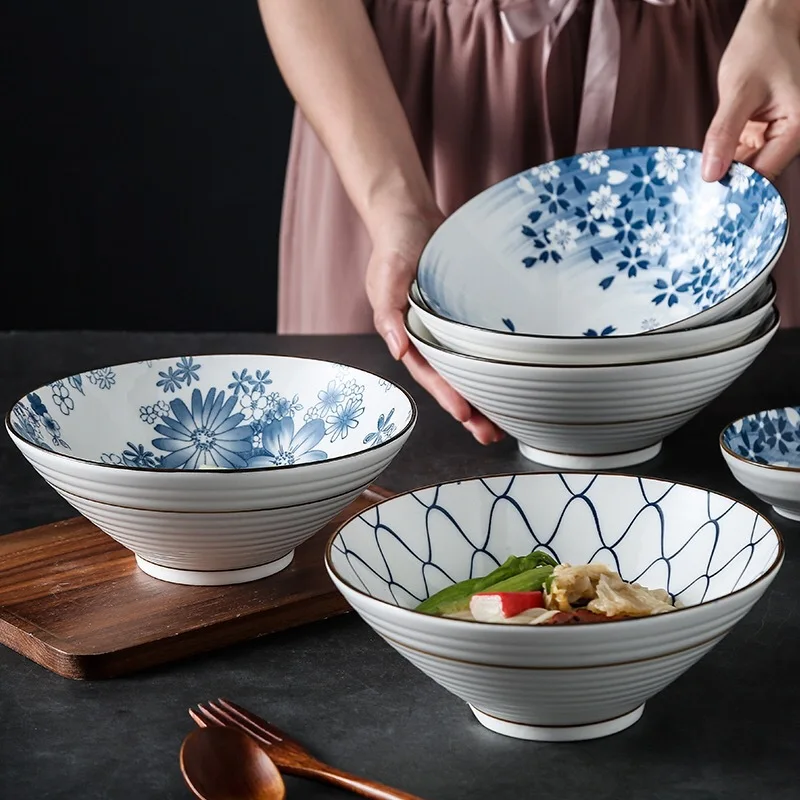 

Ramen bowl Japanese ceramic tableware 8-inch ox horn bowl ramen bowl hot soup creative Japanese BOL vajilla ceramica