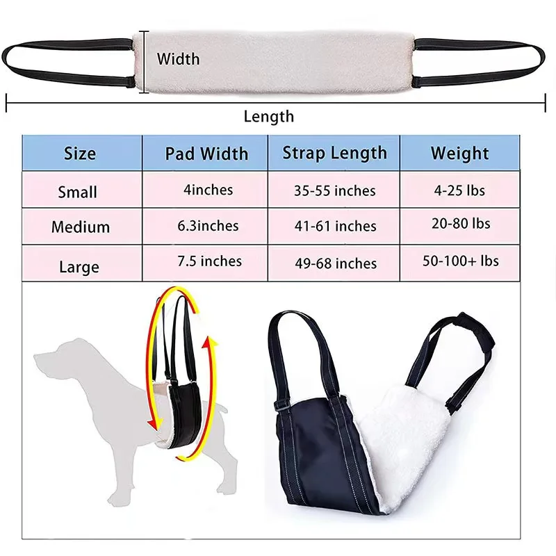 Dog Wheelchair Aid Adjustable Dog Sling Chest Support Dog Hip Harness to Help Lift Rear Leg Support for Canine Aid Straps dog wheelchair aid