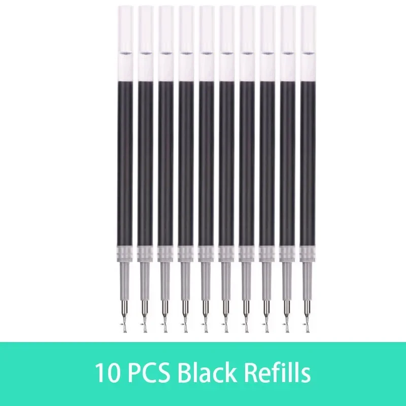Retractable Gel Pen Set with Replaceable Refills - Large Capacity Ink in Black, Red, and Blue