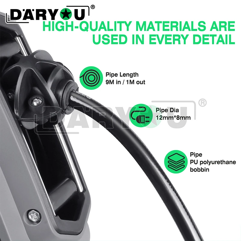 Daryou Retractable Garage Water Hose Reel 1/2 Inch X 32 Ft Super Heavy Duty  Any Length Lock Slow Return System Wall Mounted - Water Gun & Snow Foam  Lance - AliExpress