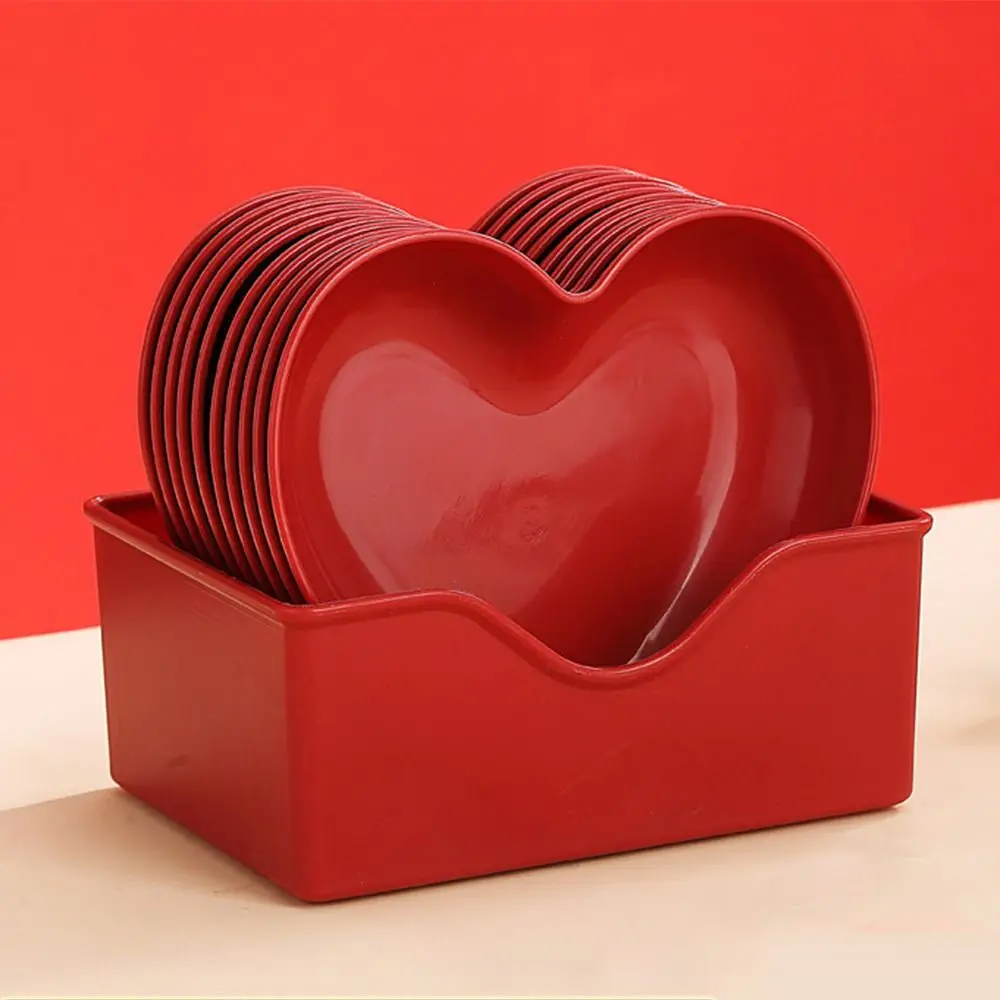 5/10Pcs Party Plastic Red Love Plate Heart-shaped Creative Love Fruit Plate Lightweight Durable Nut Home Party Use