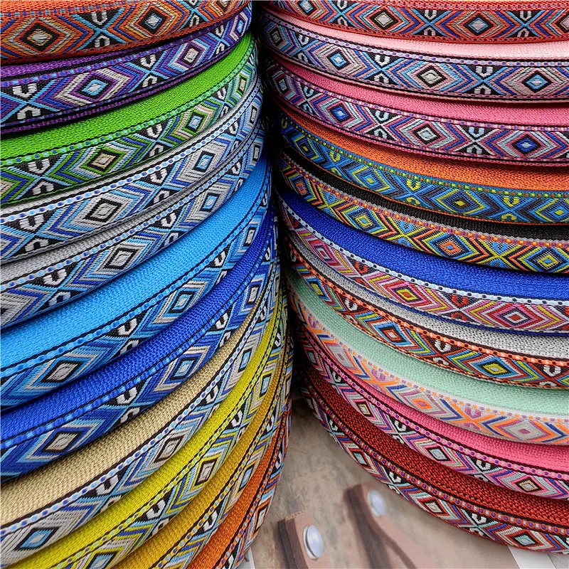 Ribbon Decoration Ribbon Supplies Sewing Ribbon 5 Yards 2CM Old Fashioned Vintage Colorful Retro Geometric Jacquard Embroidered Ribbons DIY For Collar Sewing Accessories