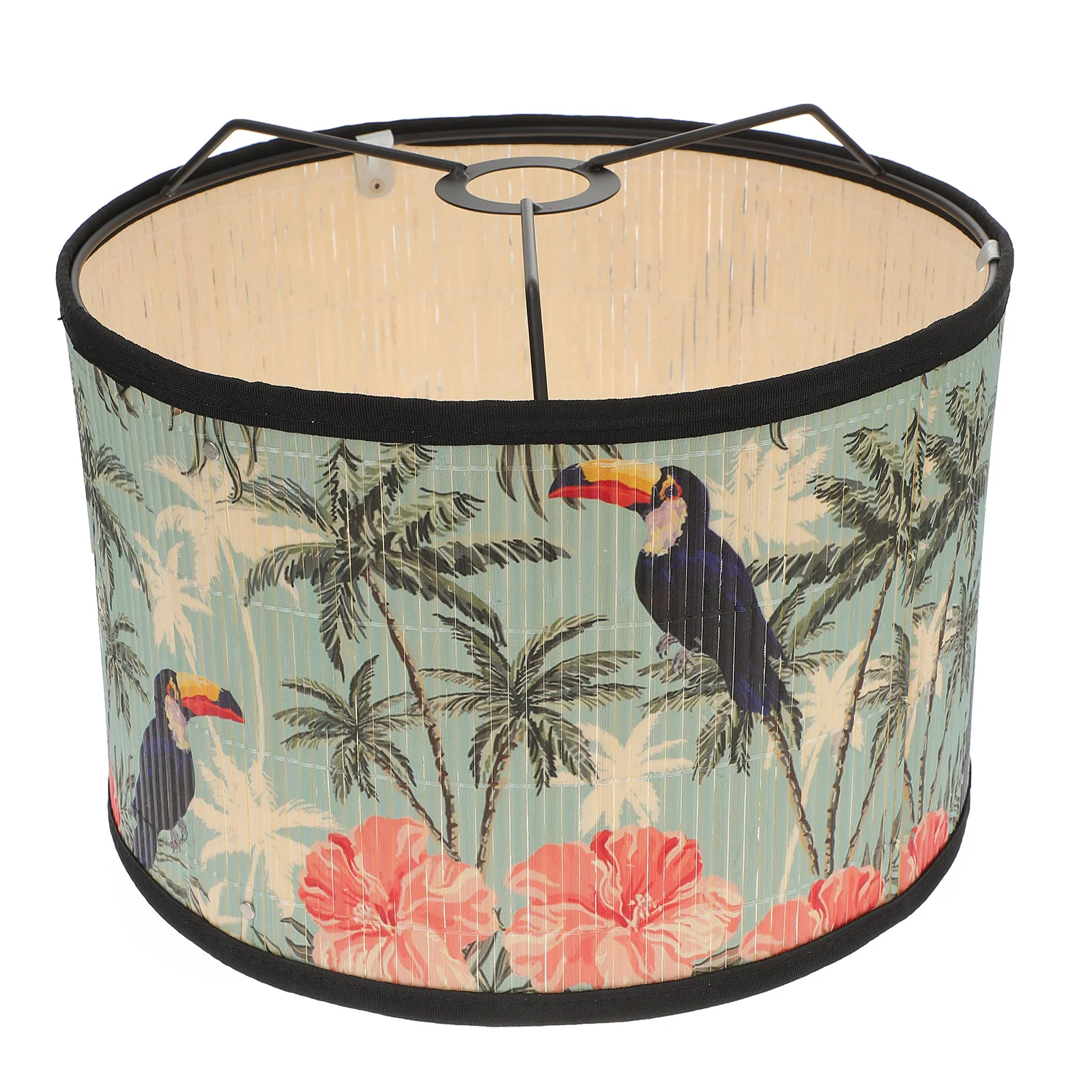 

E27 Bamboo Lampshade Ceiling Wicker Light Cover Wrought Iron Decor Pendant Lantern