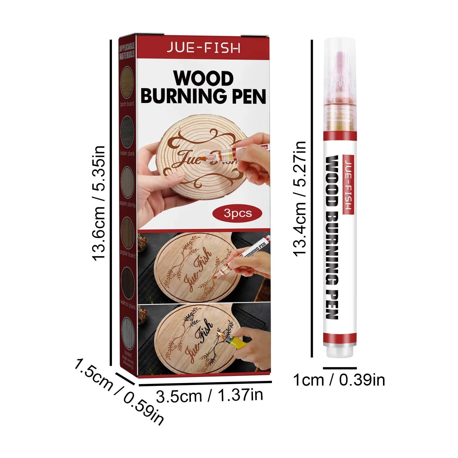 Wood Burning Pen Scorch Creative Chemical Wood Burned Marker Pyrography Pens for DIY Art Fine Tip 3pcs