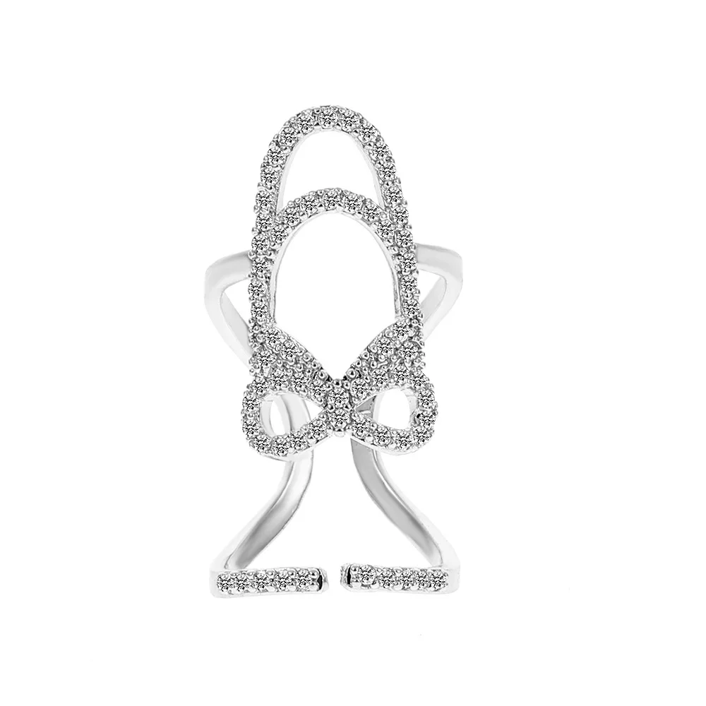 Fashion Women's Crystal Nail Cover Ring Luxury Zircon Manicure Fingertips Joint Fake Nail Rings For Women Party Jewelry Gifts