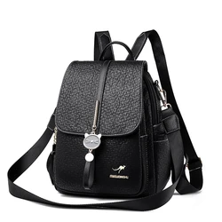 Chic Women's PU Leather Backpack - Stylish Travel & School Shoulder Bag - 13 inches (Black)