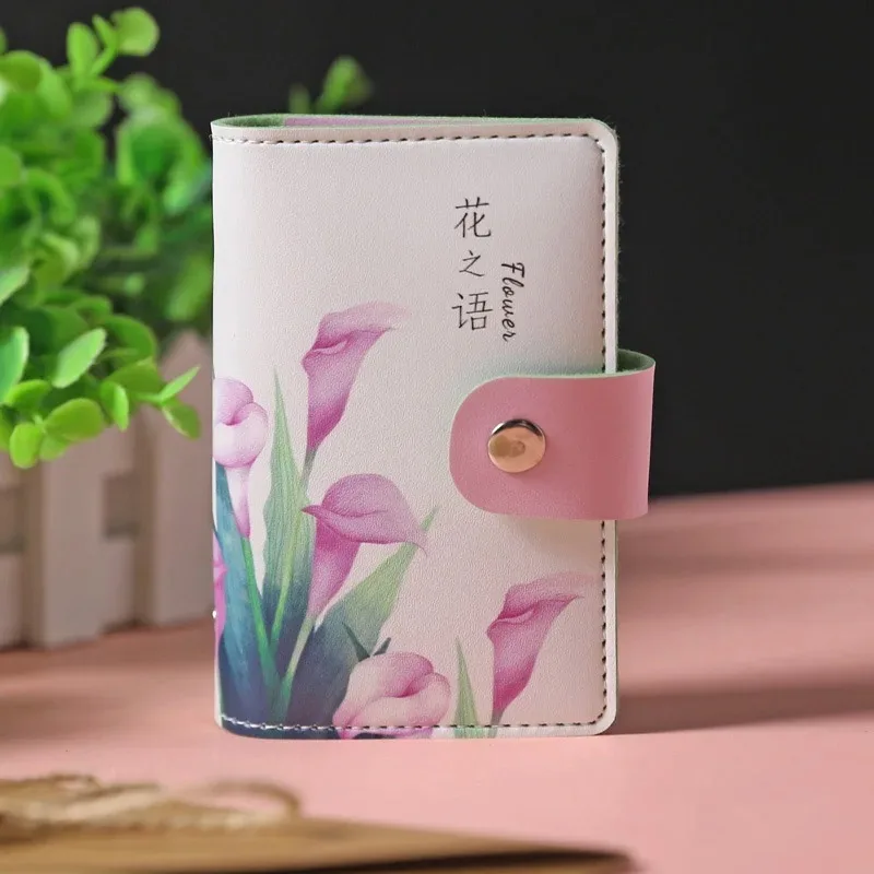 PU Leather Function 26-bit Business Card Wallet Cartoon Badges Stock PU Leather ID Holders Card Coin Purse for Women Girls