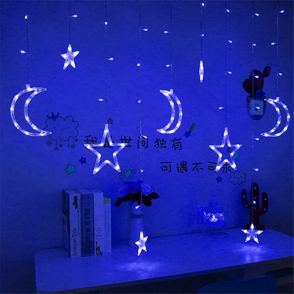 thumbnail image 1 of Guirnalda de luces LED con forma de luna y estrellas para decoración de fiestas de bodas, EID, Mubarak, Ramadán, San Valentín, Navidad y fiestas, 1 of 5