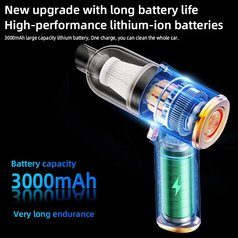 Q818 New Model Hot Sale Small Portable Wireless Vacuum Cleaner With Lighting High Power Car Home Dual-purpose Vacuum Cleaner