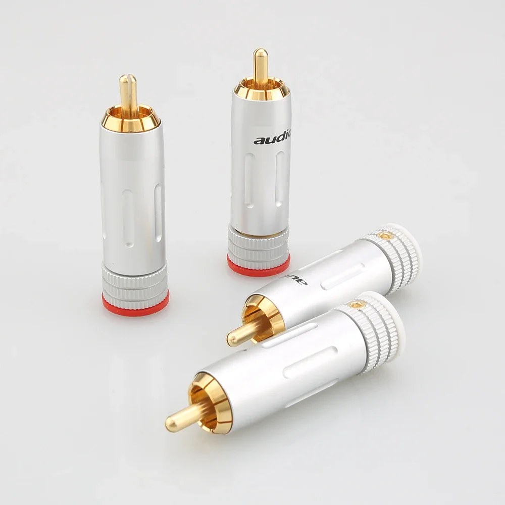 

4 шт. HI-End латунный Позолоченный разъем RCA 9 мм HIFi аудио кабель штекер DIY