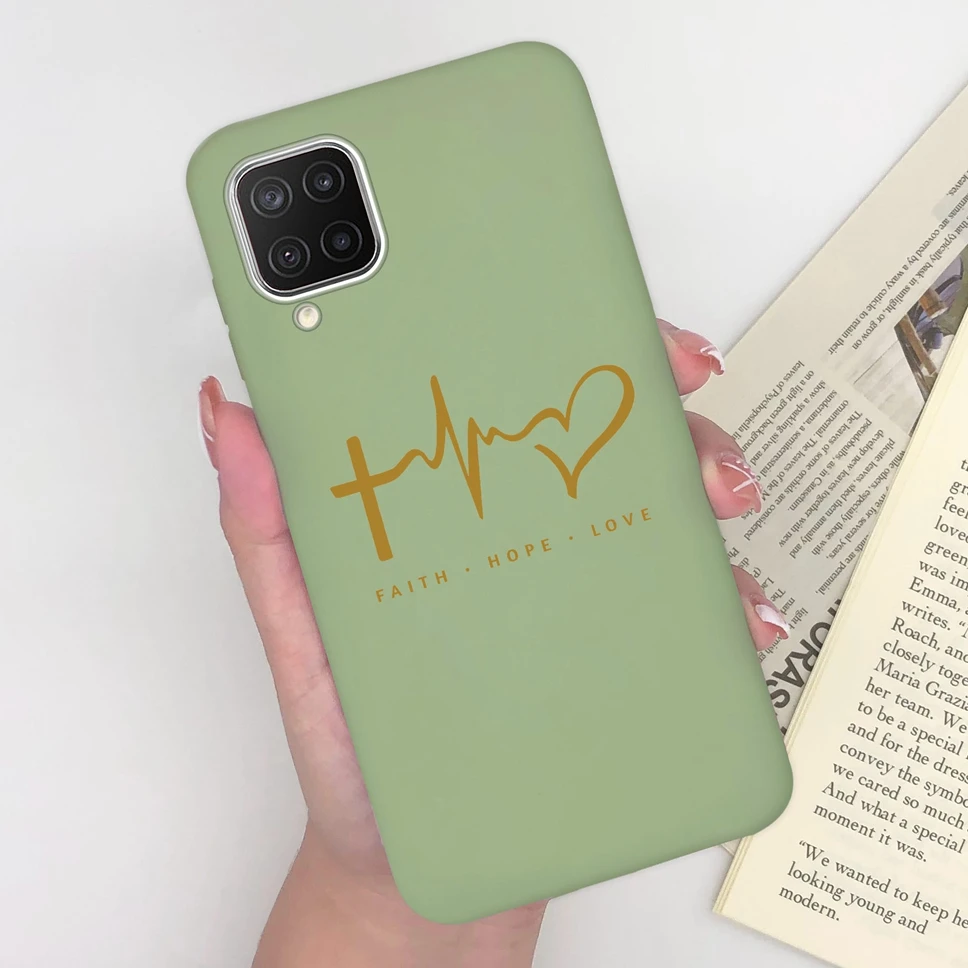 Cute Love Heart Matte Phone Case with Floral Design - Compatible with Samsung Galaxy A12, M12, and F12