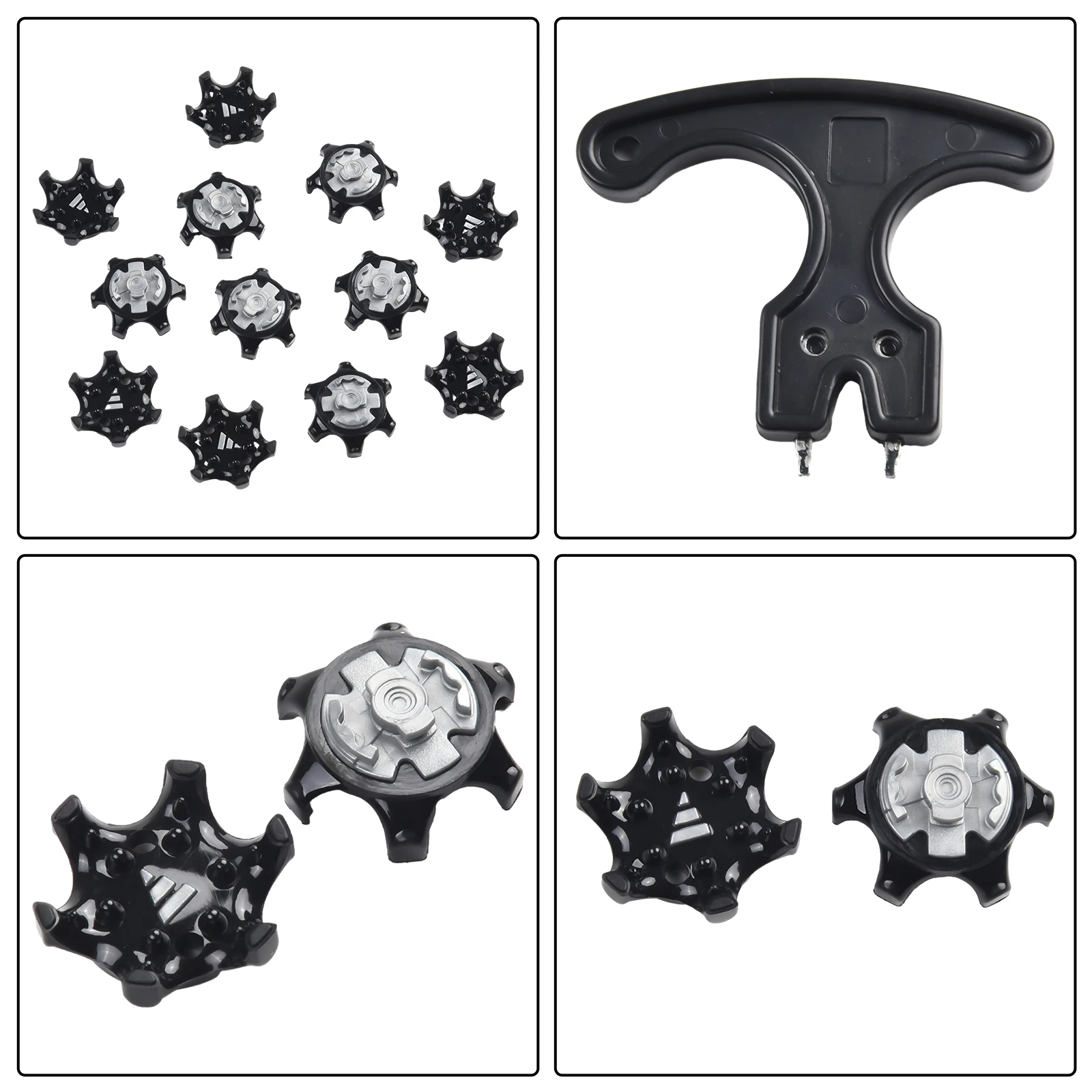 30pcs Golf Shoe Spikes Replace Clamp Cleat Screw-in Removal Tools Plastic Black Golf Supply Part For Superior Comfort Durability