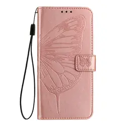 Elegant Butterfly Leather Flip Case - Premium 5G Protection Series by T-Mobile for TCL 40R (Pink)
