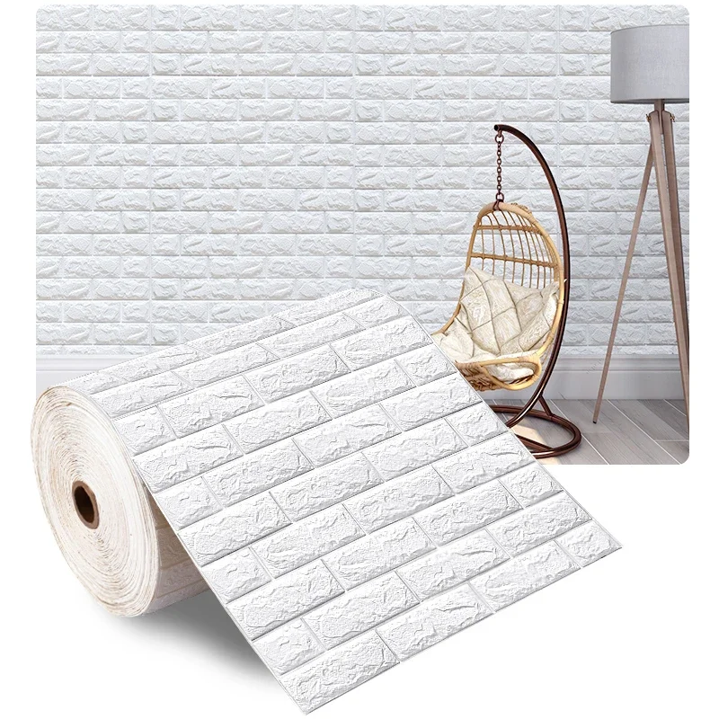 3D Self-Adhesive Wallpaper 70cm*1m Continuous Waterproof Brick Wall Stickers Living Room Bedroom Children's Room Home Decoration 3