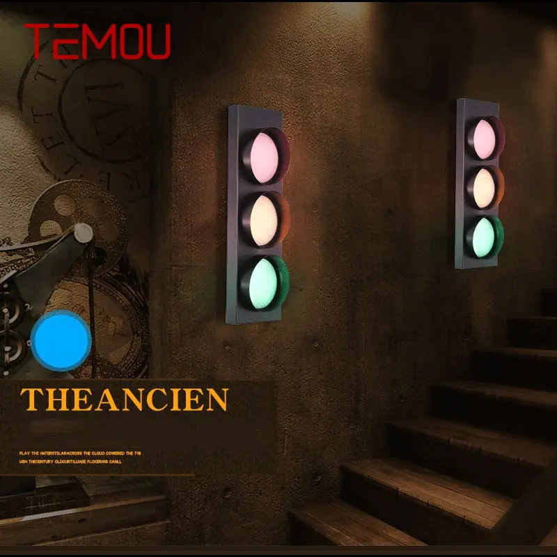 

TEMOU Industrial Style Wall Lamp Retro Creative Bar Sconces Fixtures Traffic Lighting Loft Indoor LED 3 PCS