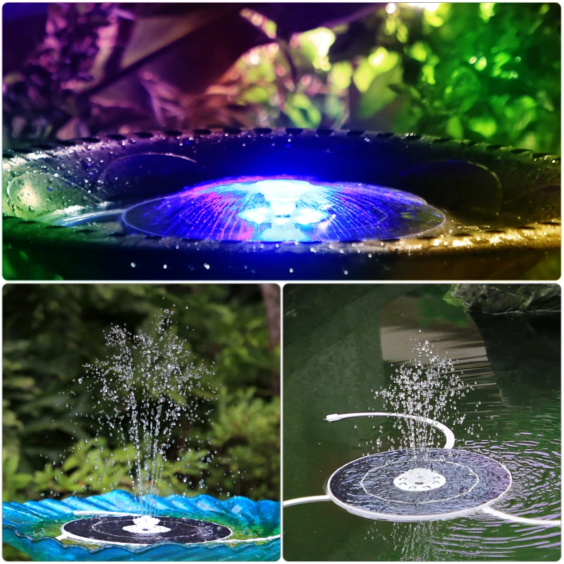 6.5W Solar Fountain Pump Built-in 5000mAh Battery with LED Lights for Pond Garden solar fountain solar fountain pump solar water pump