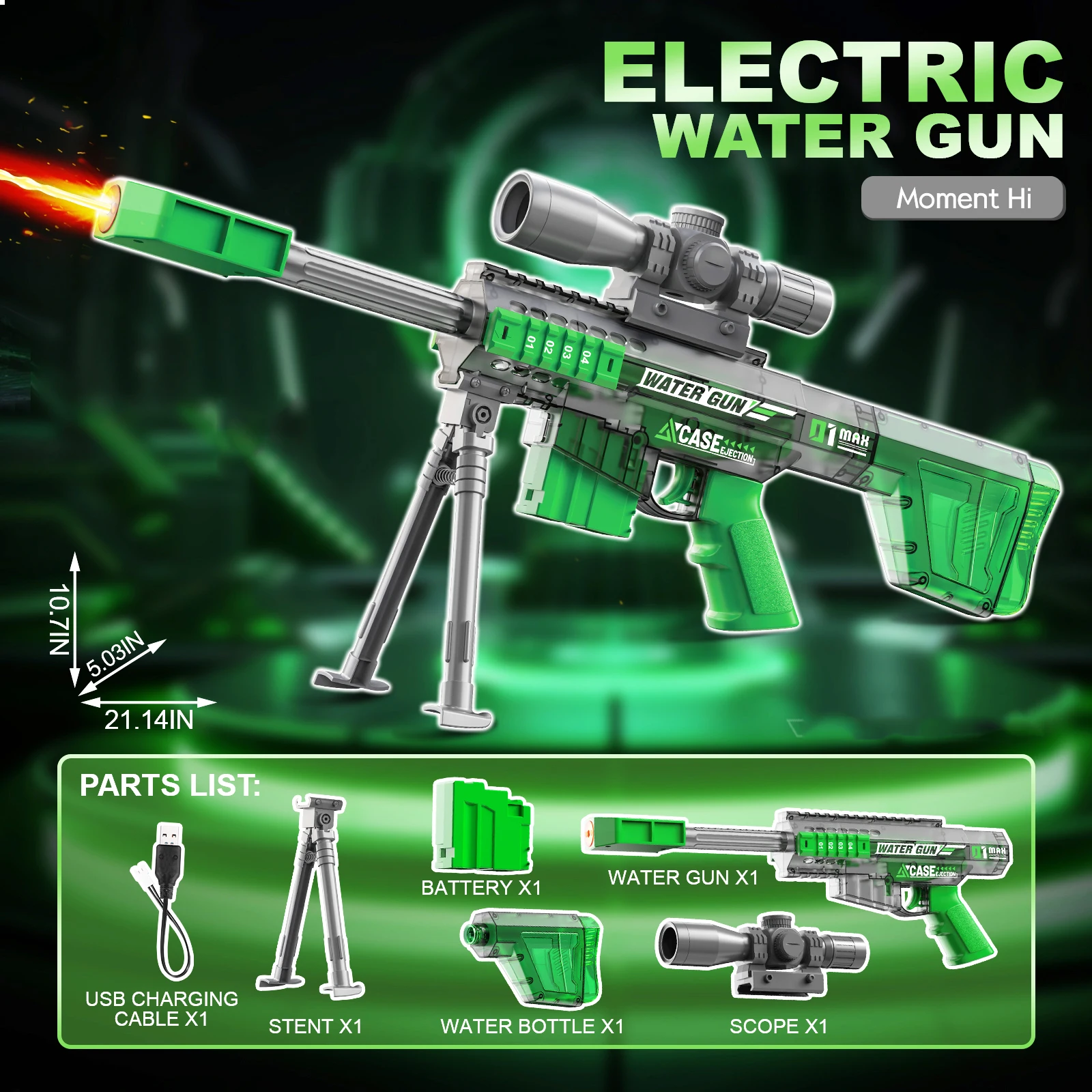 Elektrisch waterpistool met licht en geluid voor zwembad_voghion.com