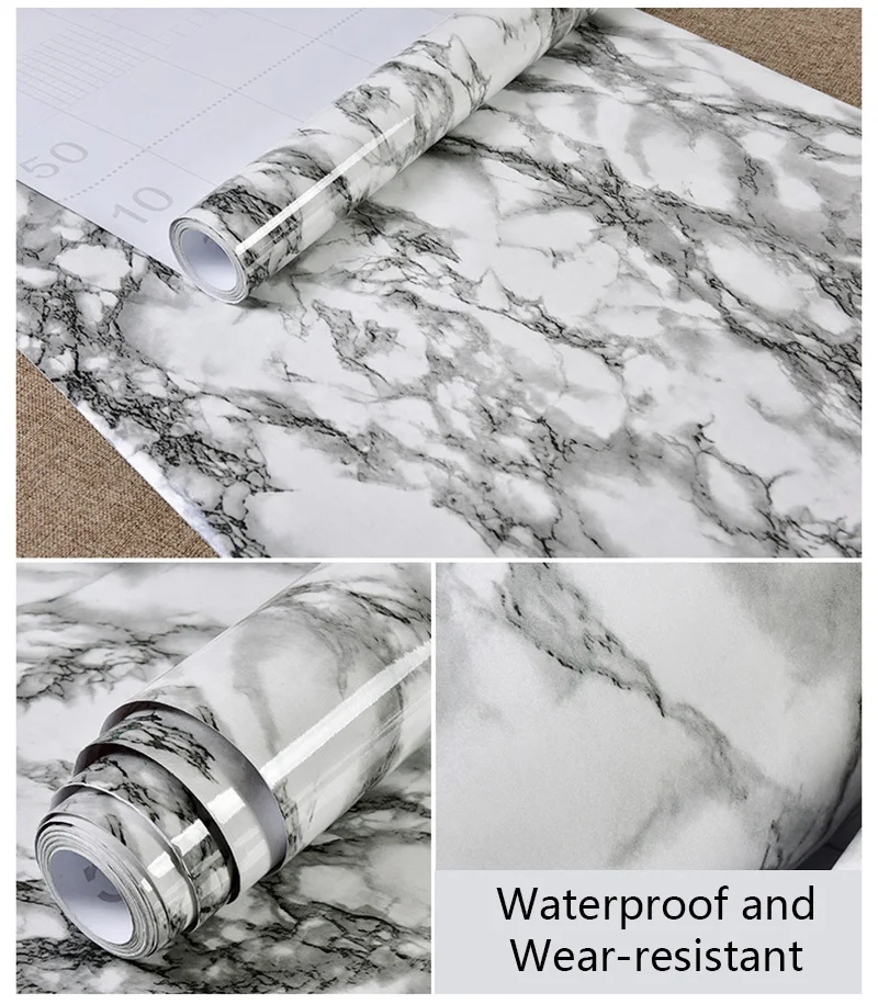 S2d55c7b2de3c41e3ad8eaa57c5c91b39q Kitchen Wallpaper Contact Paper PVC Self Adhesive Waterproof Oil-proof Marble Wall Stickers Bathroom Countertop Home Improvement
