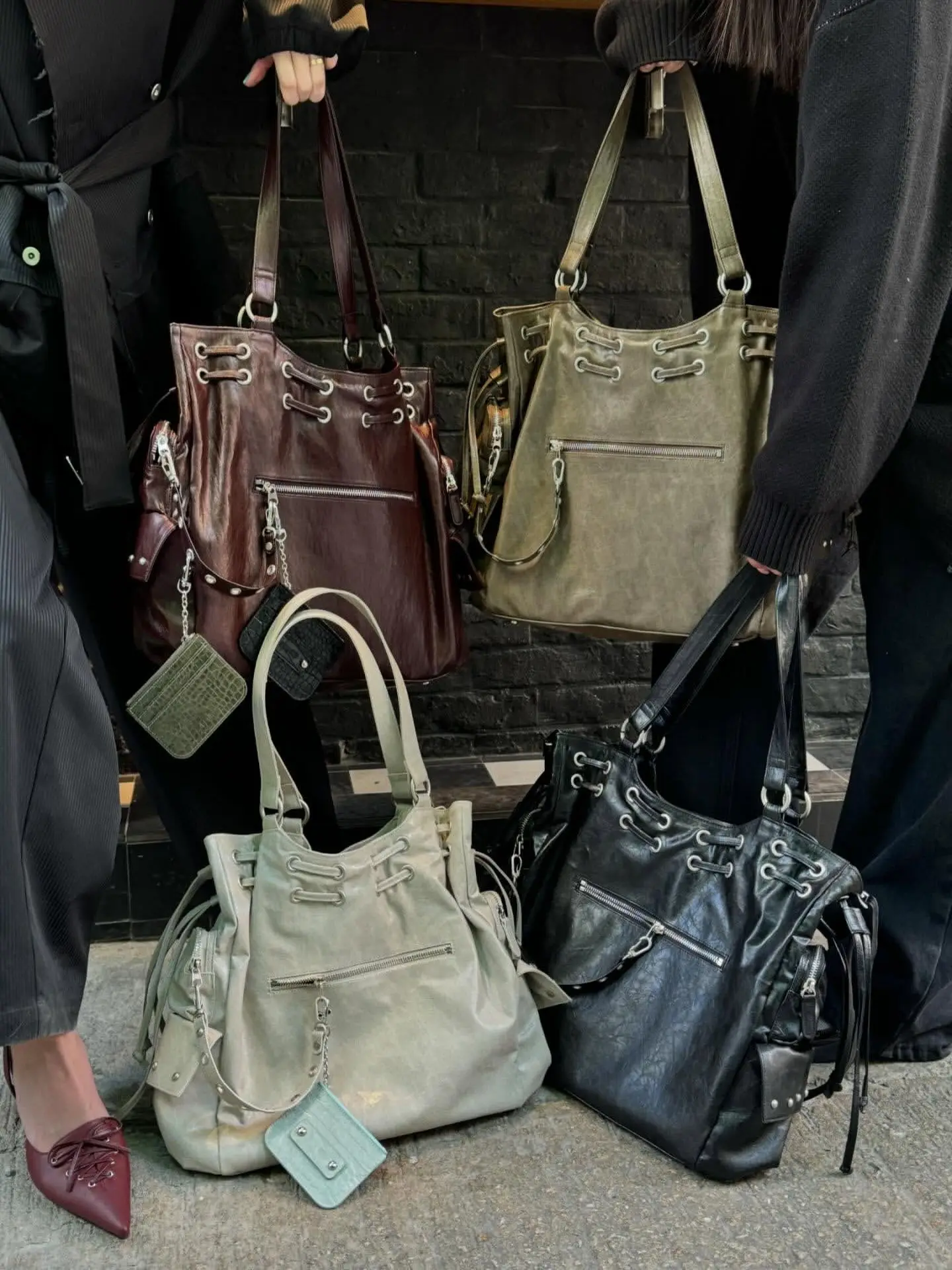 Brand Deinet Tote Bag Rivet oulder Bag Trendy Women's Bag