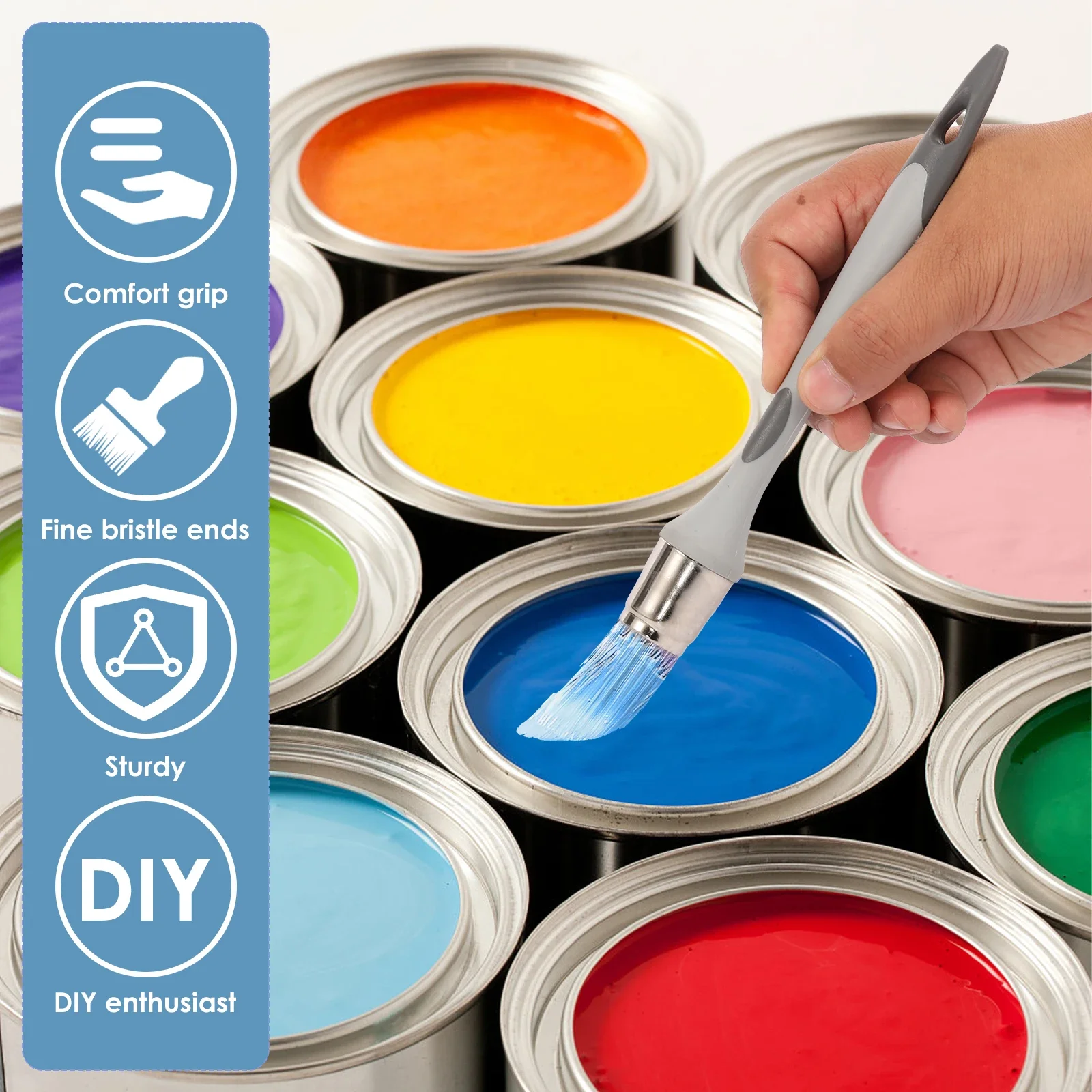 5Pcs Painting Wall Brushing Interior Concealed Edge Trimming Color Separation Paint Brush Edger Tool Handheld Round Paint Brush