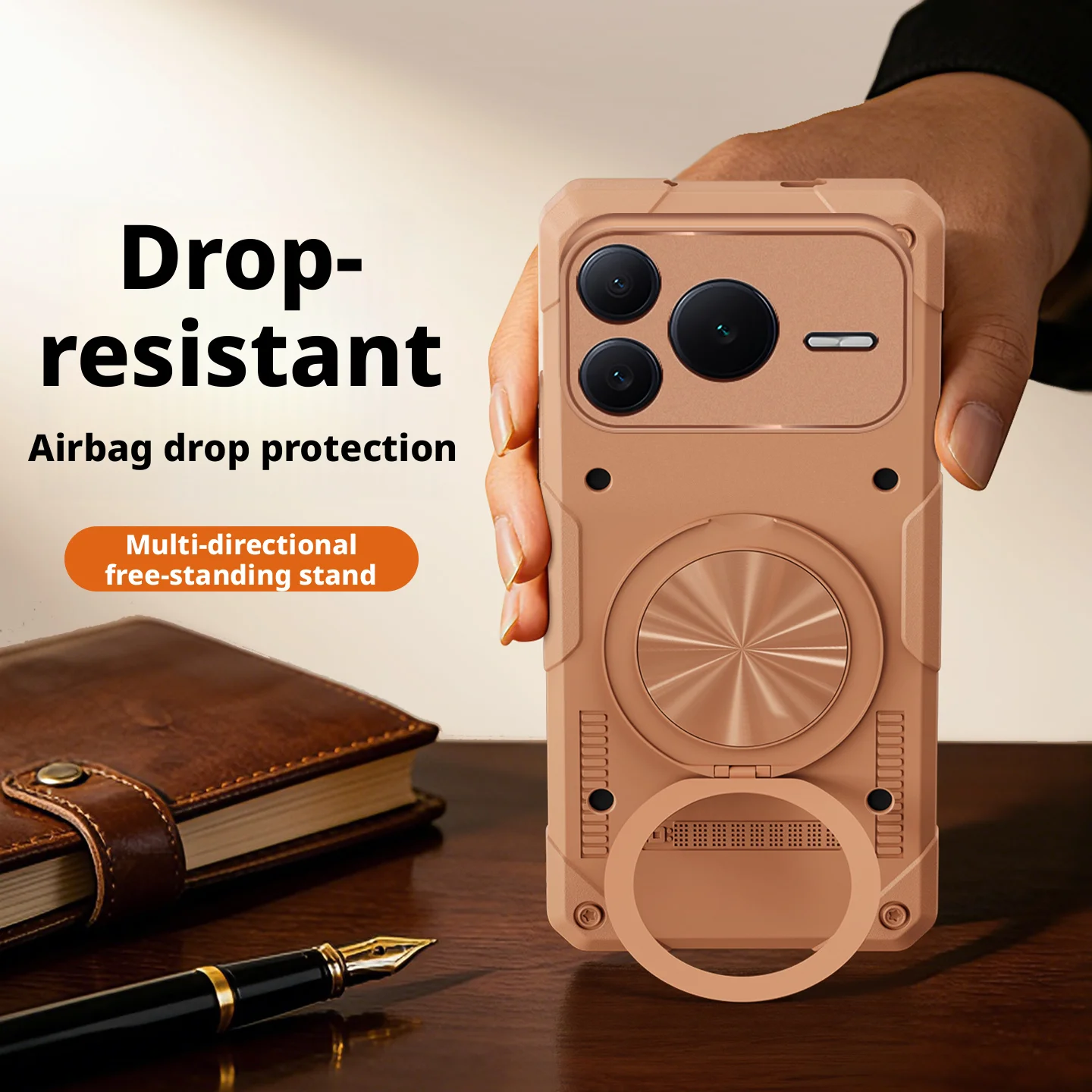 360° Rotatable Stand Case with Built-in Airbag and Military-Grade Drop Protection