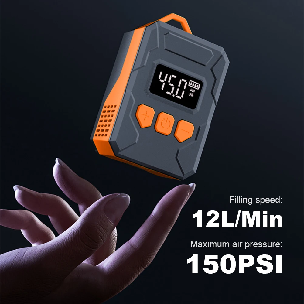 150PSI Mini Electric Wireless Air Pump 500mAh Battery Rechargeable Bicycle Tyre Inflator Digital Display for Bike Motorbike Ball