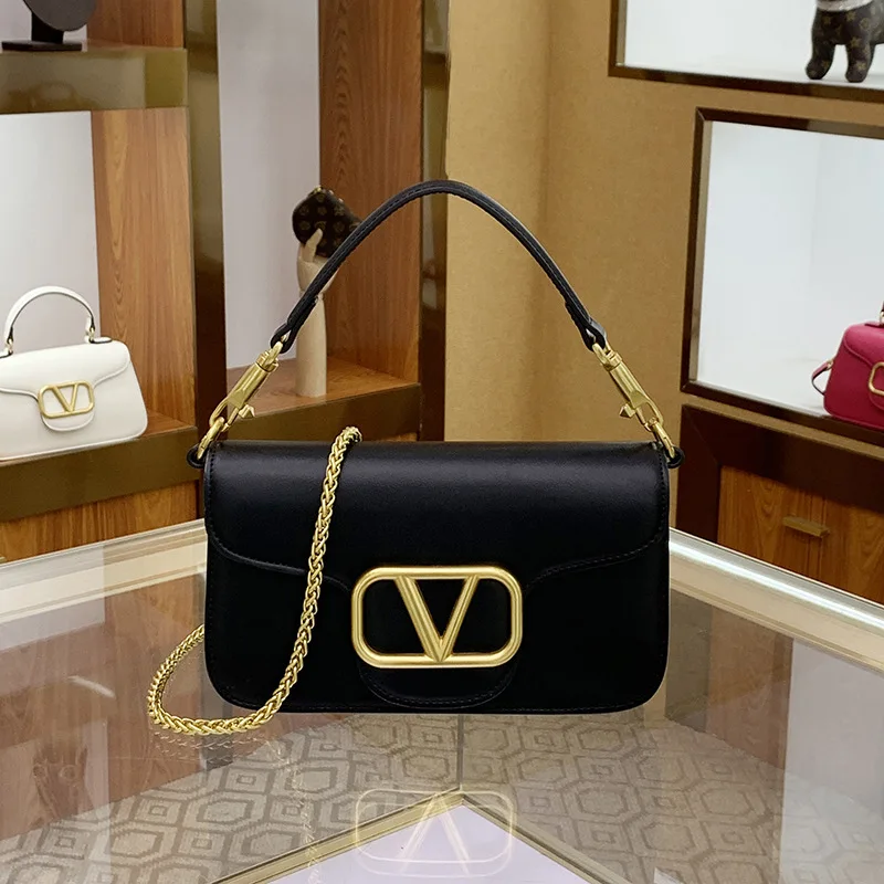 حقيبة يد نسائية من جلد العجل، بتصميم عصري مع سلسلة...