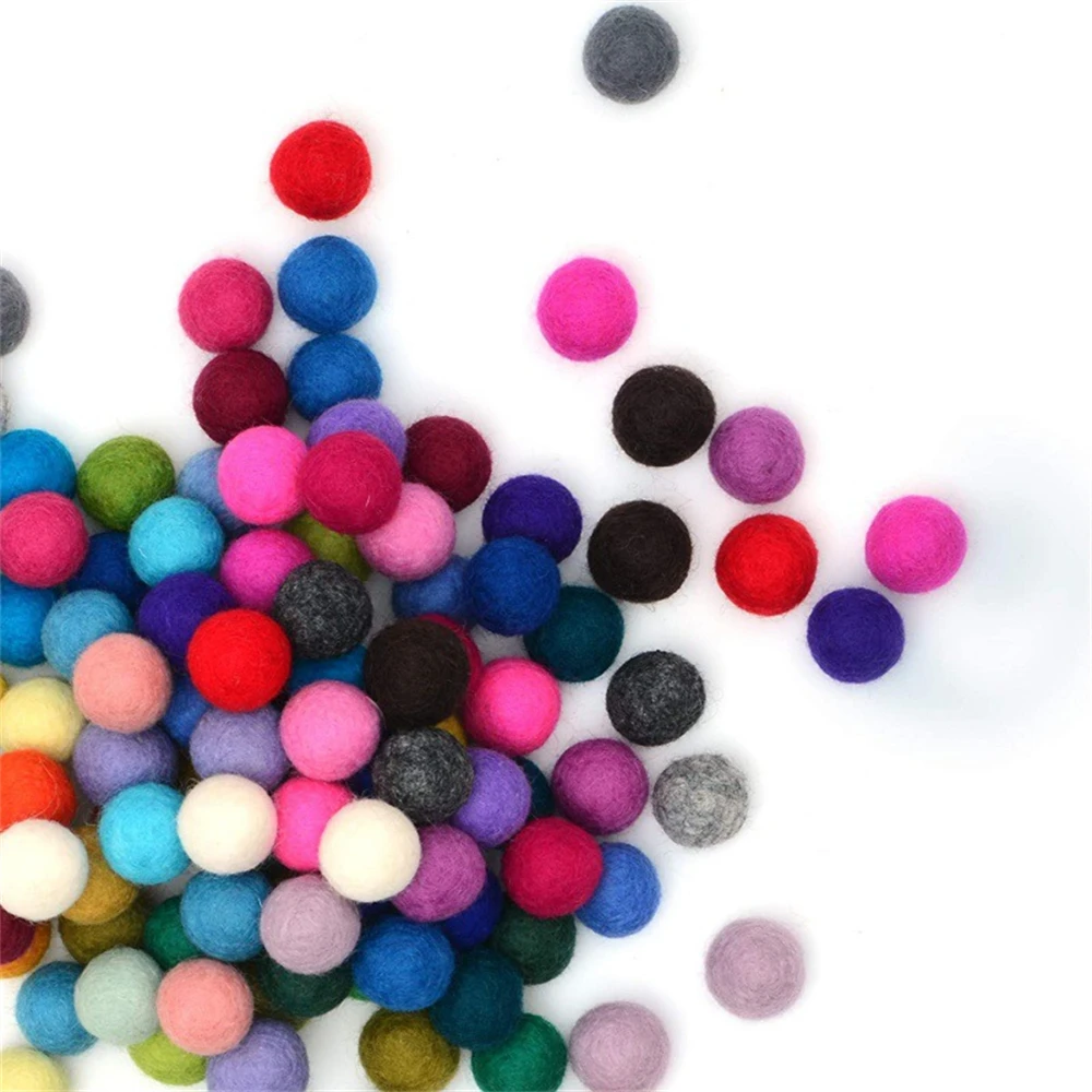Wool Felt Ball Colourful Felt Pom Pom Wall Party Home Decoration Garlands Hanging Banner 10/15/20mm 20Pcs