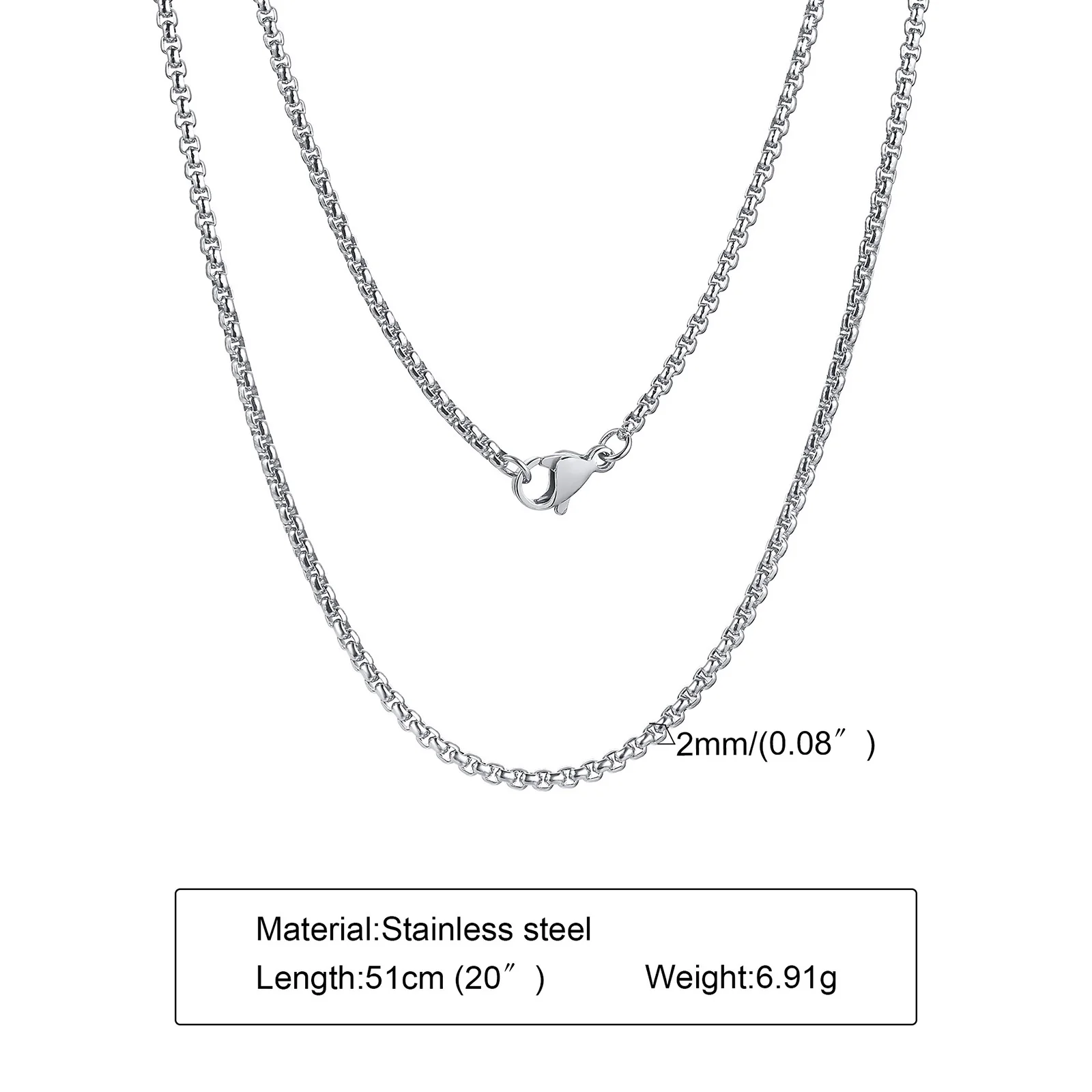 Sleek Round Box Chain Necklace - Gold, Silver, Black Plated Stainless Steel, Unisex Jewelry Gift, Adjustable Length