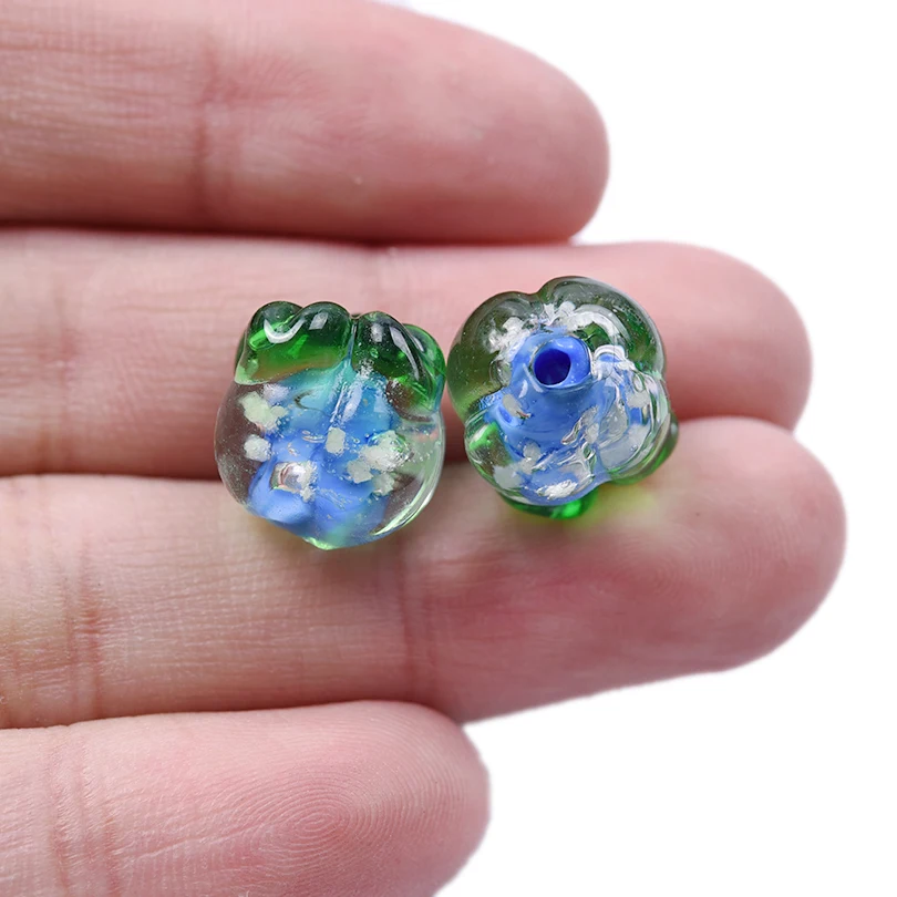 18 Perline A Forma Di Fungo In Vetro Lampwork - 3 Stili, Forate 1,2-1,6 Mm - Per Creare Gioielli, Orecchini, Bracciali, Portachiavi Fai Da Te - 4