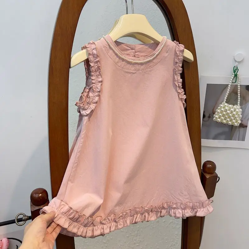 

Casual Girl's Summer Dress O Neck Sleeveless Tank Dresses Kids Children Clothes