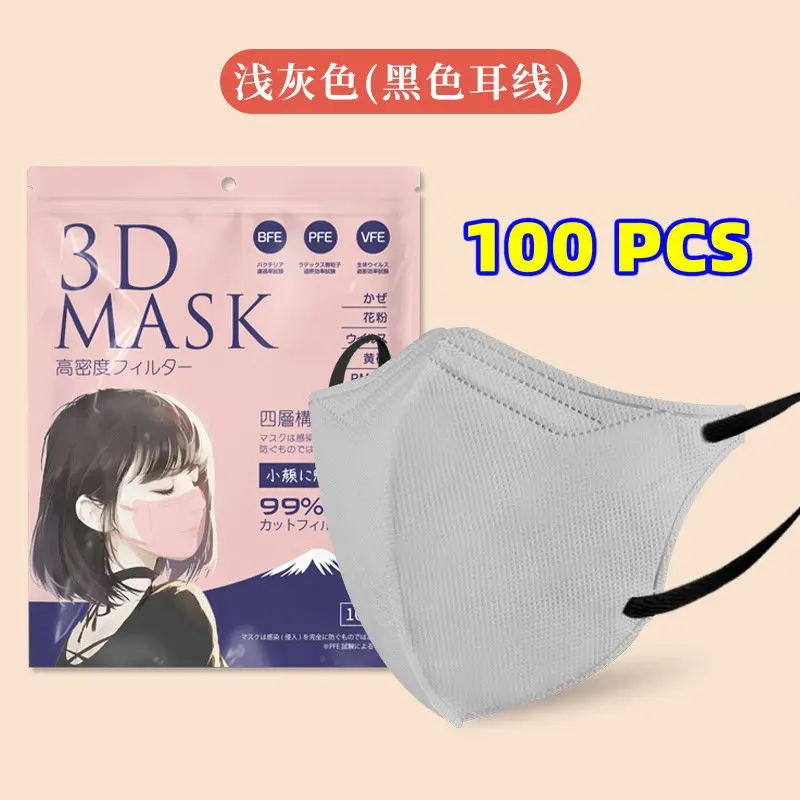 Lot de masques jetables de protection respiratoire en couleurs variées, empilés sur fond blanc.