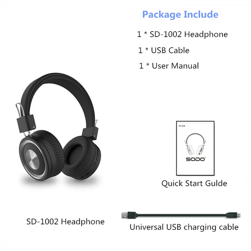 Sodo – Écouteurs Sans Fil Bluetooth 1002, Casque D'écoute Stéréo Pliable,  Avec Support De Micro, Tf/fm, 5.0 - Écouteurs Et Casques - AliExpress