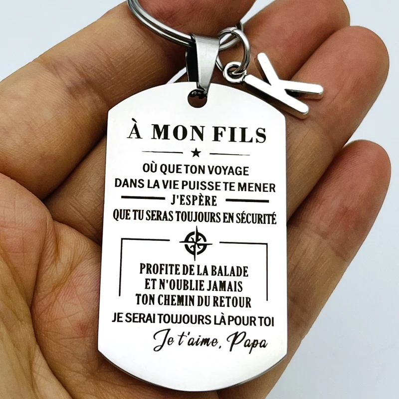 porte clef A MON Fils A MA Fille To My Son Daughter I Love You Forever  Inspirational Gift steel Keychains Christmas noel jewelry