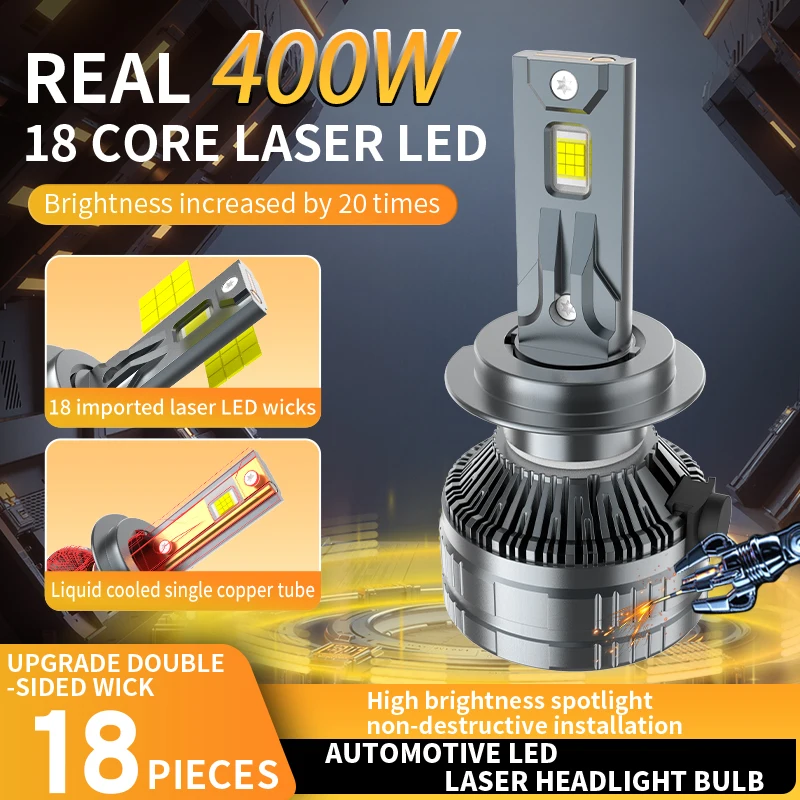 TOAUTO H7 LED 헤드라이트 캔버스 H1 H4 H11 9005 9006 9012 LED 라이트 전구 자동차용 80000LM 400W 고출력 터보 램프 6000K