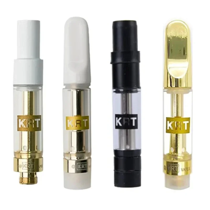 

100pcs KRT Ceramic Cartridges Carts 0.8ml 1.0ml Glass Cartridge Atomizer 510 Thread Thick Oil Wax Vaporizer Pen E Cigarette Tank