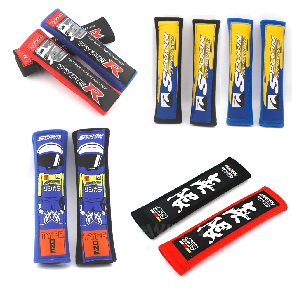 2 Pezzi Type-R Cucchiaio Mugen Style Cotton Car Safety Seat Belt Cover Accessori Per Le Spalle Per Honda Civic Racing Universal